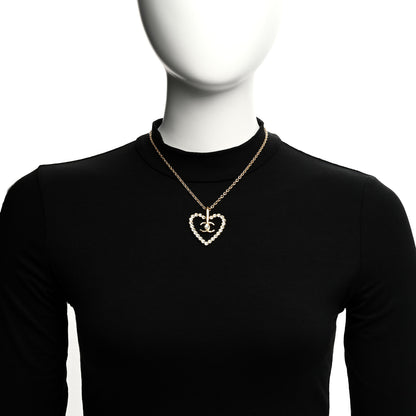 Chanel Crystal CC Heart Necklace Gold 2 of 5