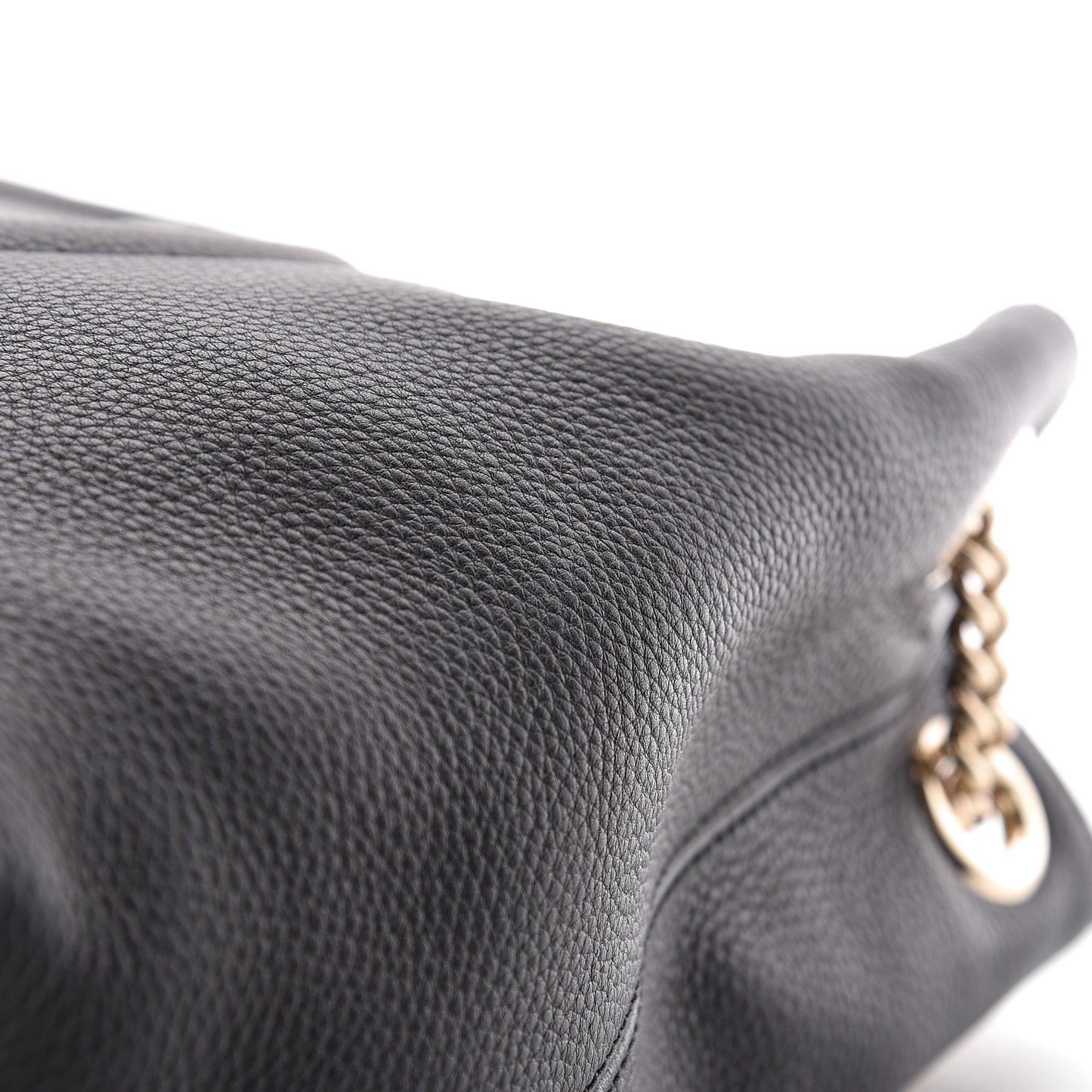 Pebbled Calfskin Medium Soho Chain Shoulder Bag Black