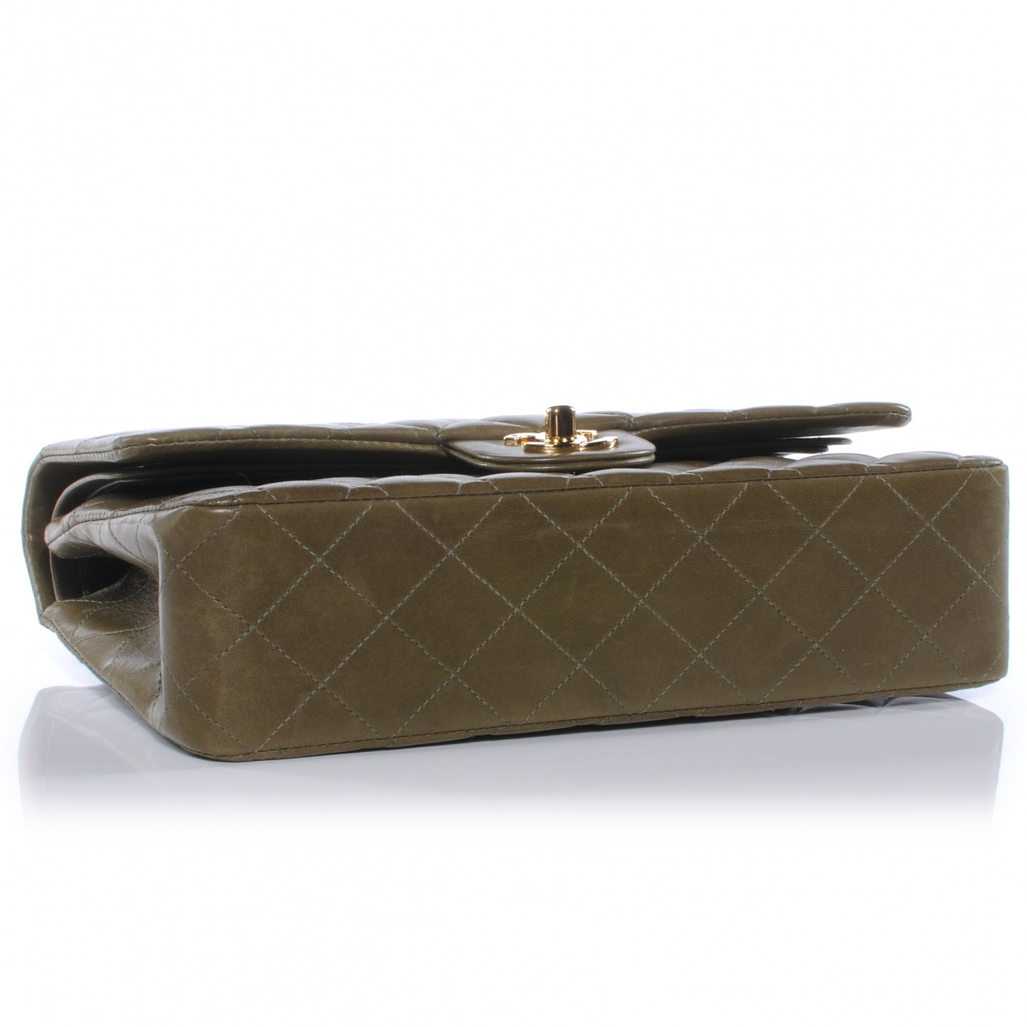 Lambskin Medium Double Flap Green