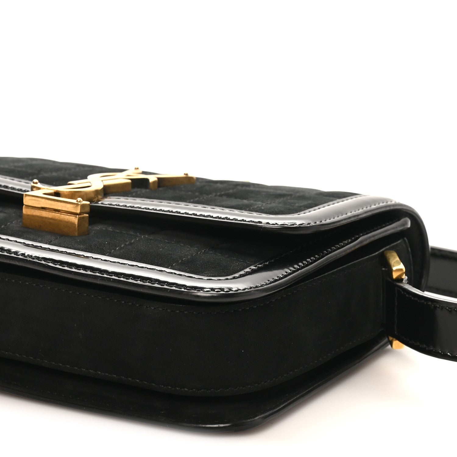 Saint Laurent Suede Quilted Monogram Small Solferino Satchel Black 9 of 9