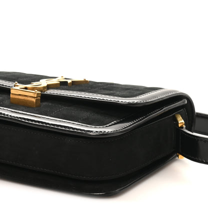 Saint Laurent Suede Quilted Monogram Small Solferino Satchel Black 9 of 9
