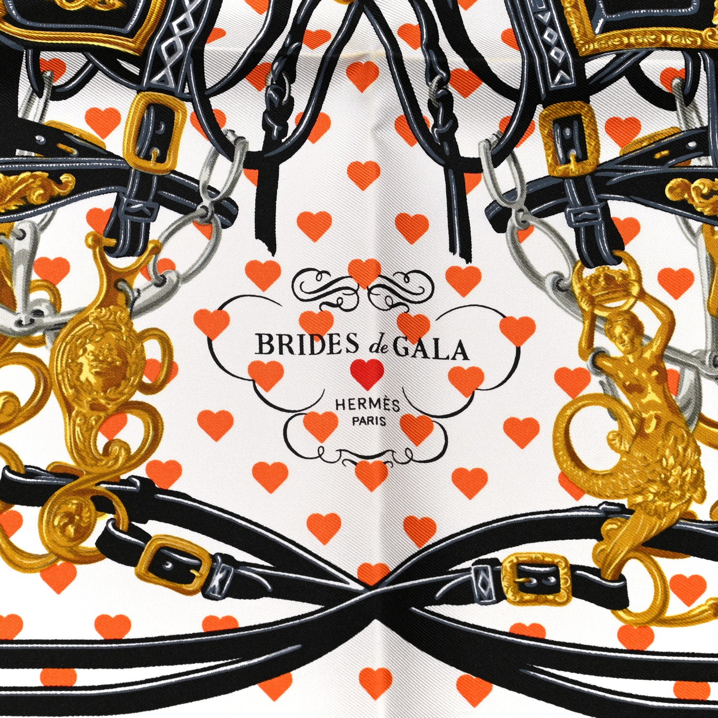 Silk Brides De Gala Love Pocket Square Black White Orange