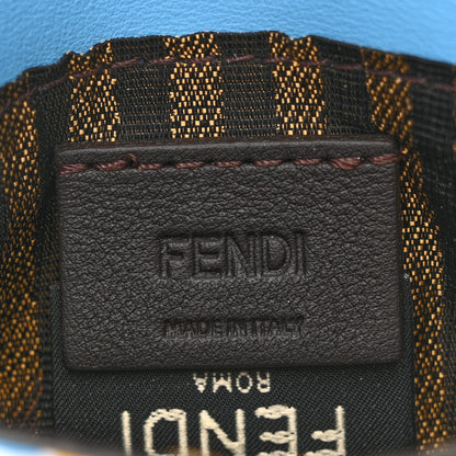 Fendi X SARAH COLEMAN Vitello Liberty Ceylon Micro FF Fish Eye Embossed Fold Over Card Holder Wallet Multicolor Cyber Blue 6 of 9