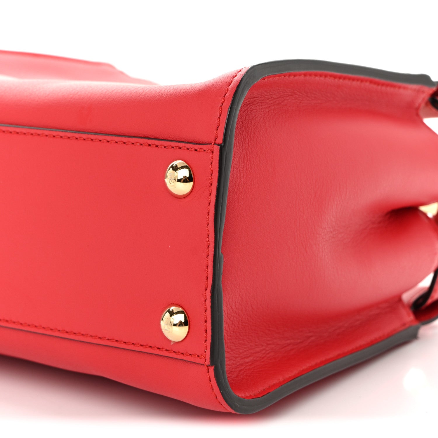 Fendi Vitello Seta Canvas FF Embroidered Peekaboo Iconic Satchel Rosso Cardinale Multicolor 11 of 11