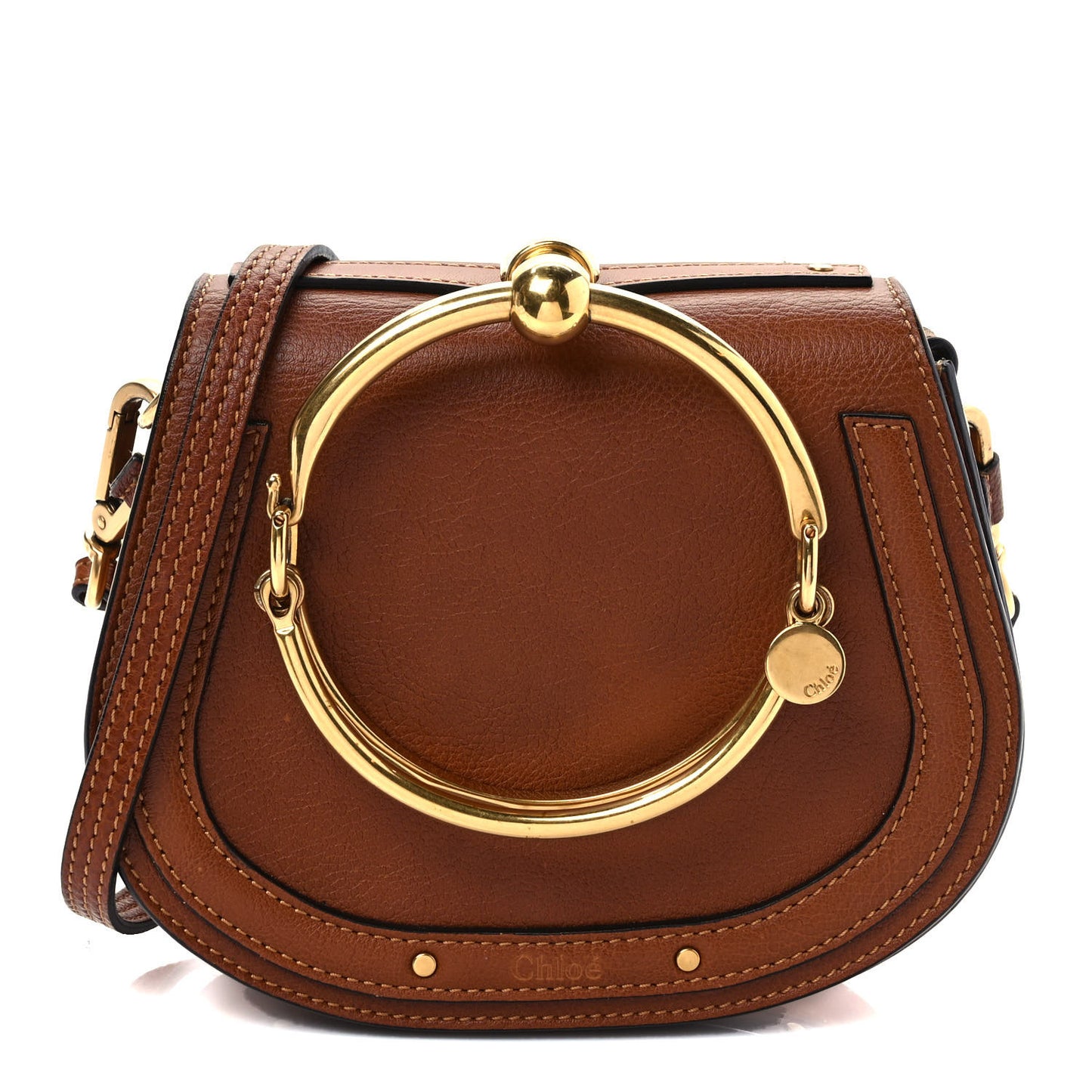 Calfskin Suede Small Nile Bracelet Bag Caramel