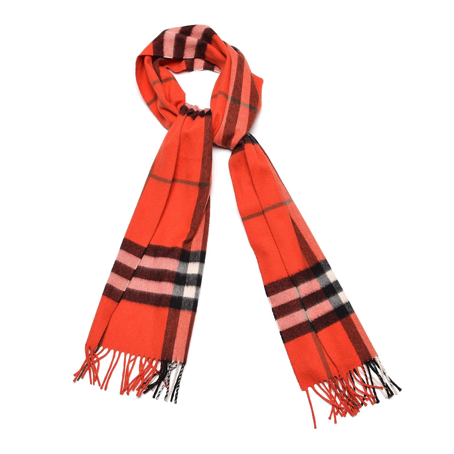 Cashmere Giant Heritage Check Fringe Scarf Red