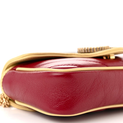 Gucci Azalea Calfskin Matelasse Diagonal Super Mini Torchon GG Marmont Shoulder Bag Blue Agata New Cherry Red Butter 9 of 11