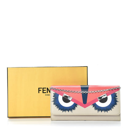Fendi Vitello Elite Crystal Eye Monster Continental Wallet on Chain Bellini Multicolor 9 of 9