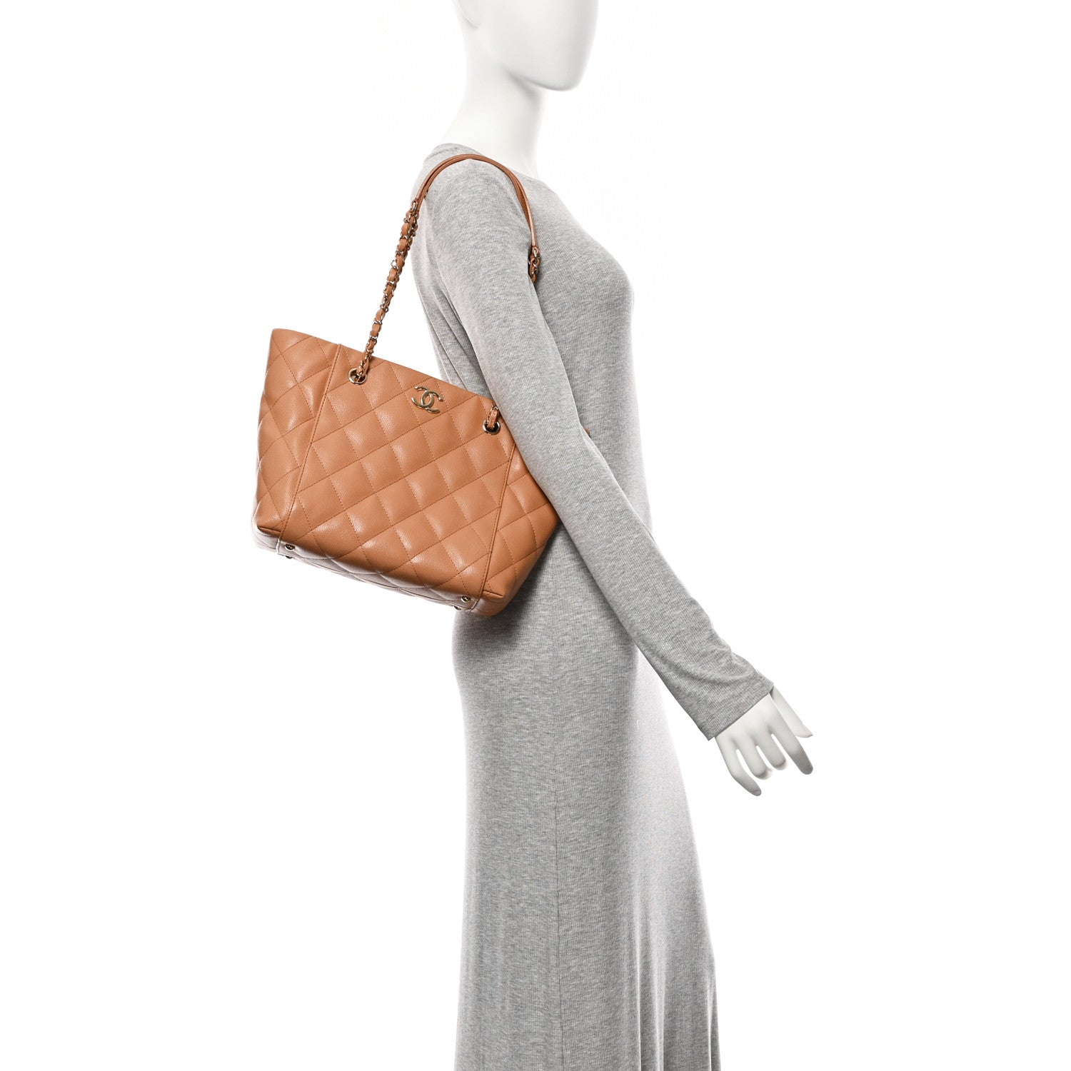 Chanel Caviar Quilted Small Shopping Tote Dark Beige 2 of 12