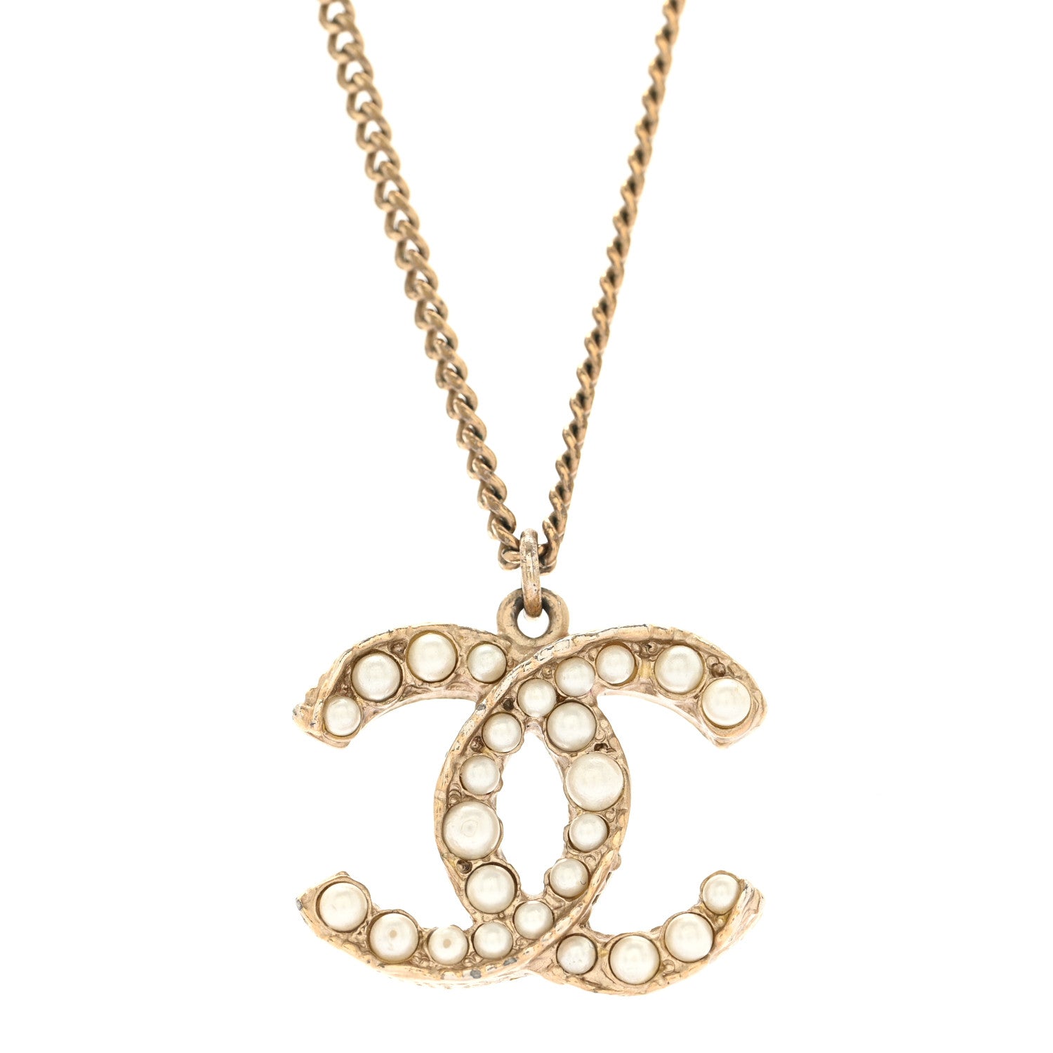 Chanel Pearl CC Pendant Necklace Light Gold 4 of 7
