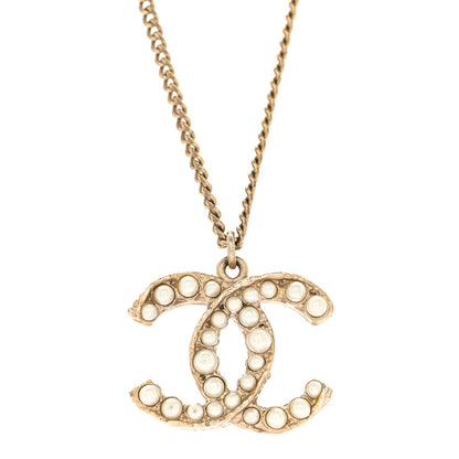 Chanel Pearl CC Pendant Necklace Light Gold 4 of 7