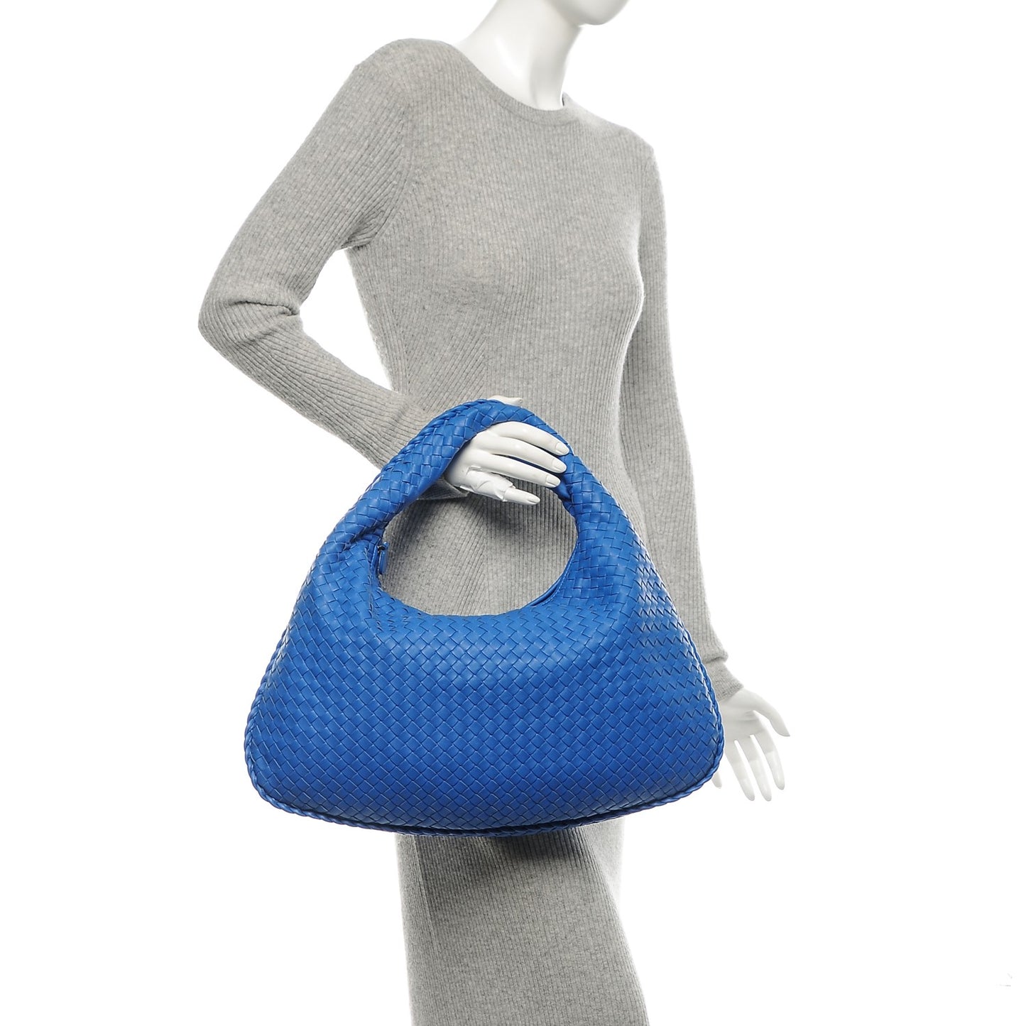 Nappa Intrecciato Large Veneta Hobo Cobalt
