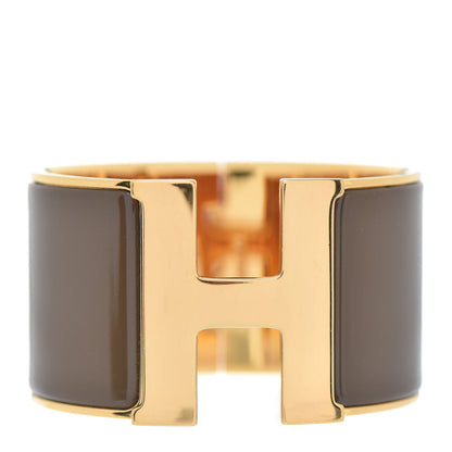 Hermes Enamel Extra Wide Clic Clac H Bracelet PM Chocolate 1 of 4