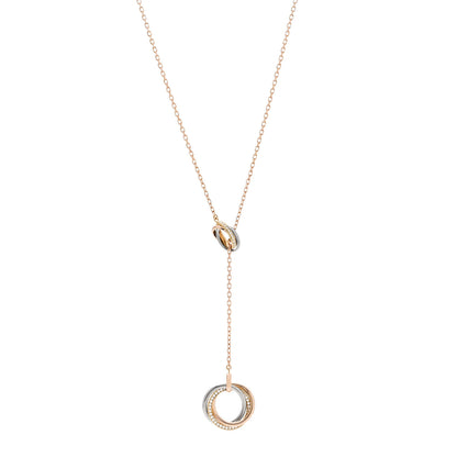 Cartier 18K Pink Yellow White Gold Diamond Trinity Lariat Necklace 1 of 5