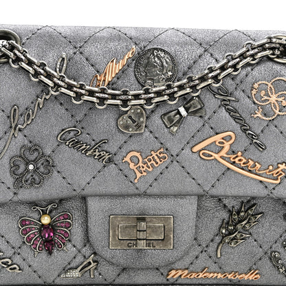 Chanel Metallic Calfskin Quilted Lucky Charms 2.55 Reissue 224 Flap Dark Silver 8 of 10