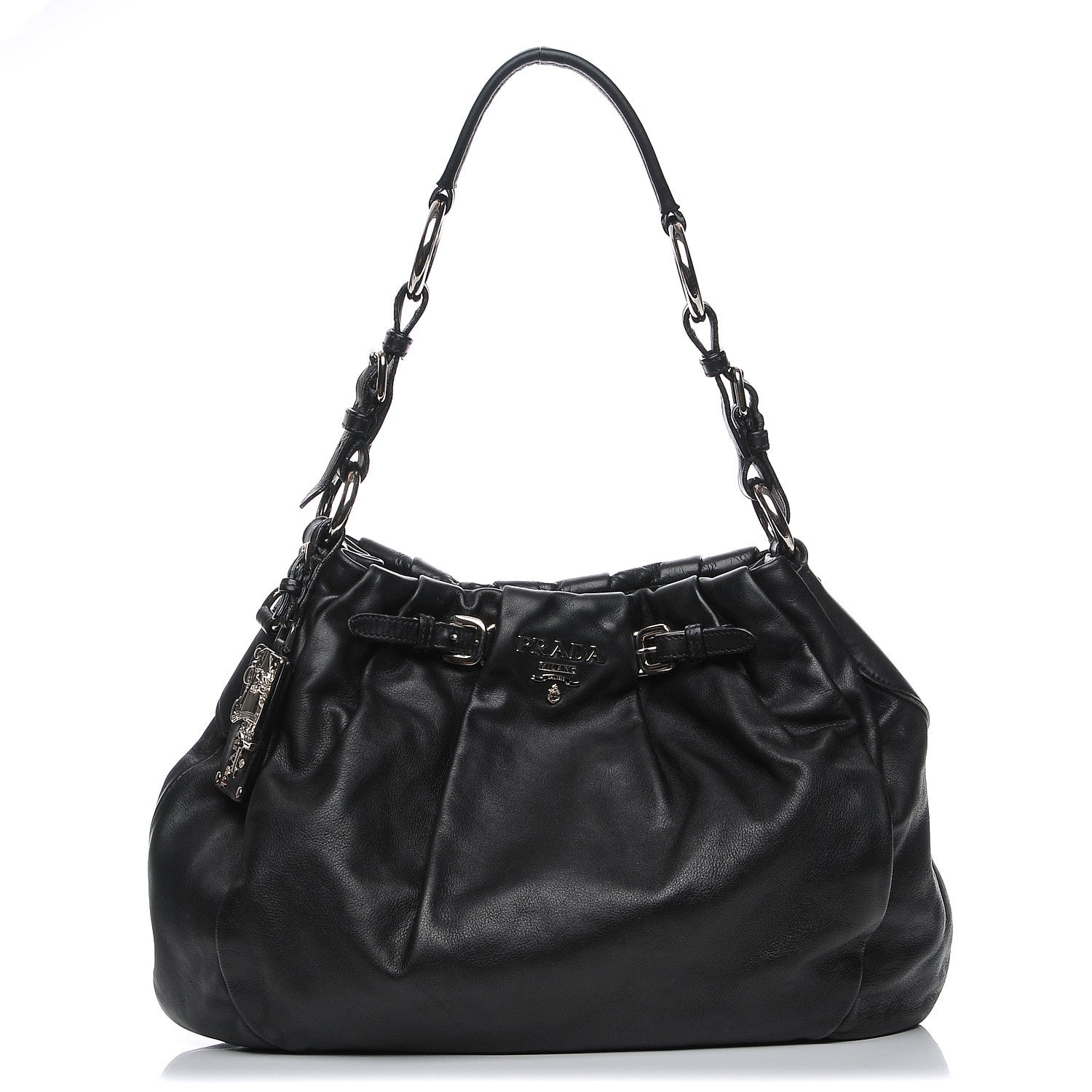 Prada Soft Calf Pleated Hobo Nero Black 1 of 13