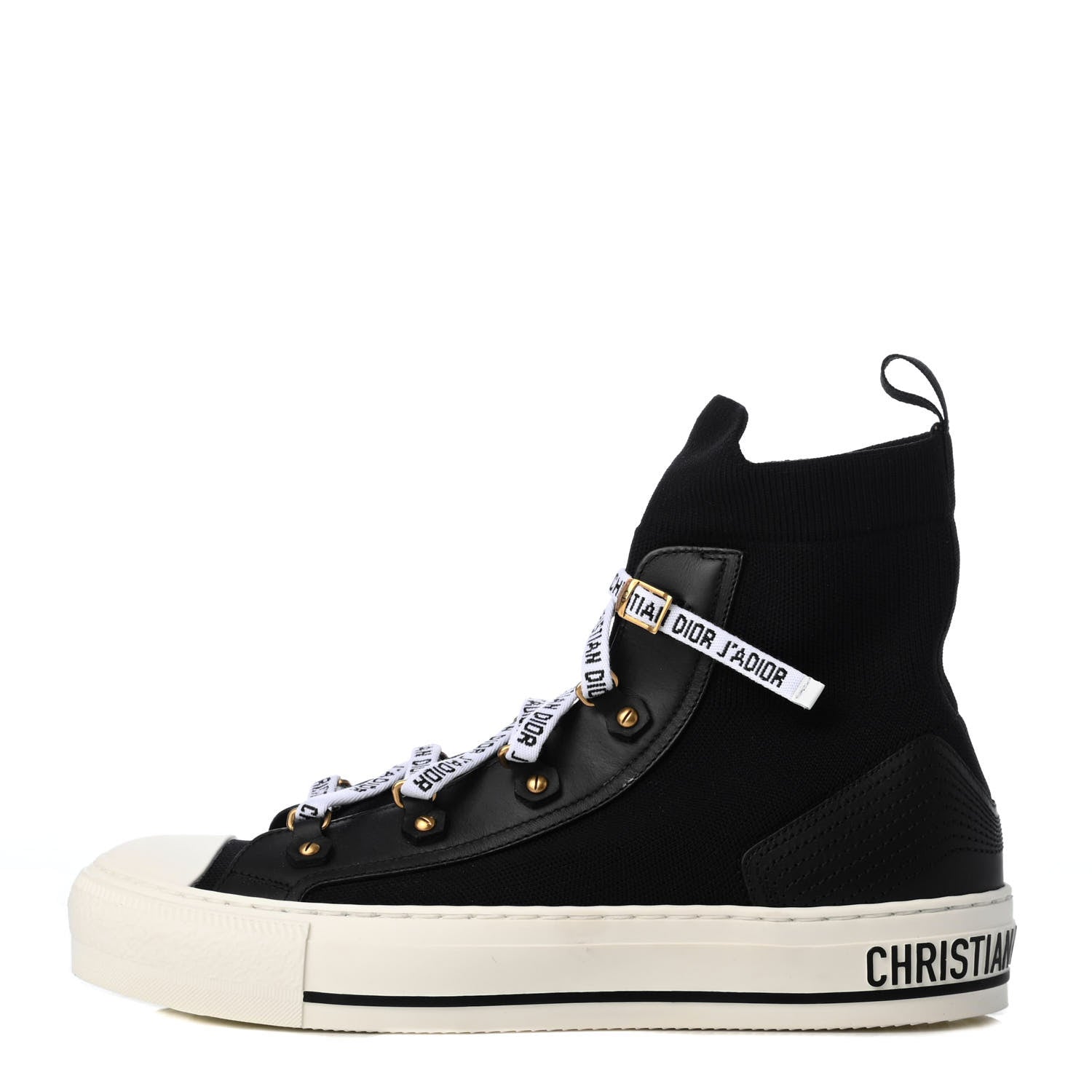 Christian Dior Technical Knit Calfskin Womens Walk'N'Dior High Top Sneakers 38 Black 1 of 9