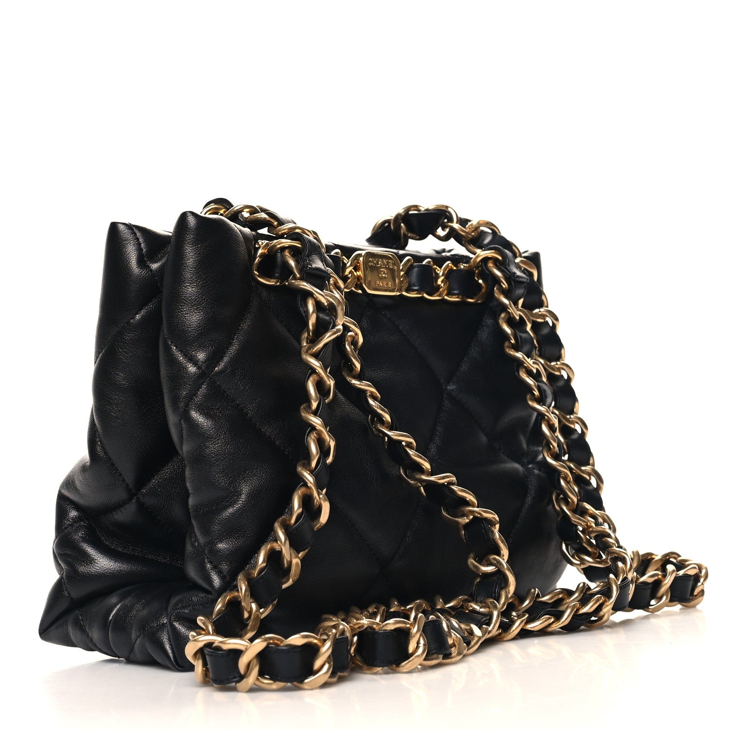 Chanel Lambskin Quilted Small Shopping Bag Black 3 of 10