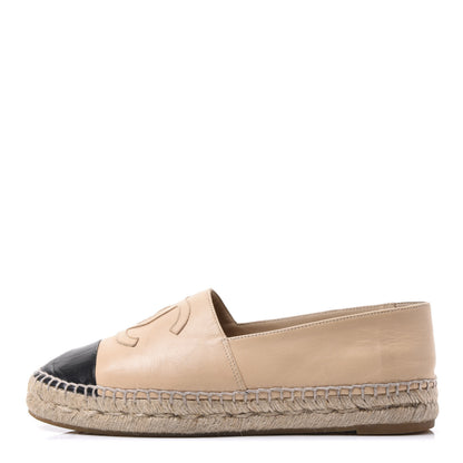 Chanel Lambskin CC Espadrilles 38 Beige Black 1 of 9