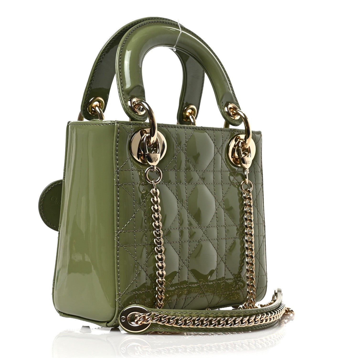 Christian Dior Patent Cannage Mini Lady Dior Dusty Jade 3 of 8