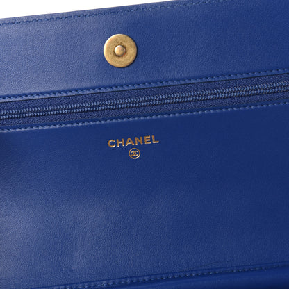 Chanel Caviar Quilted Boy Wallet On Chain WOC Blue 8 of 12