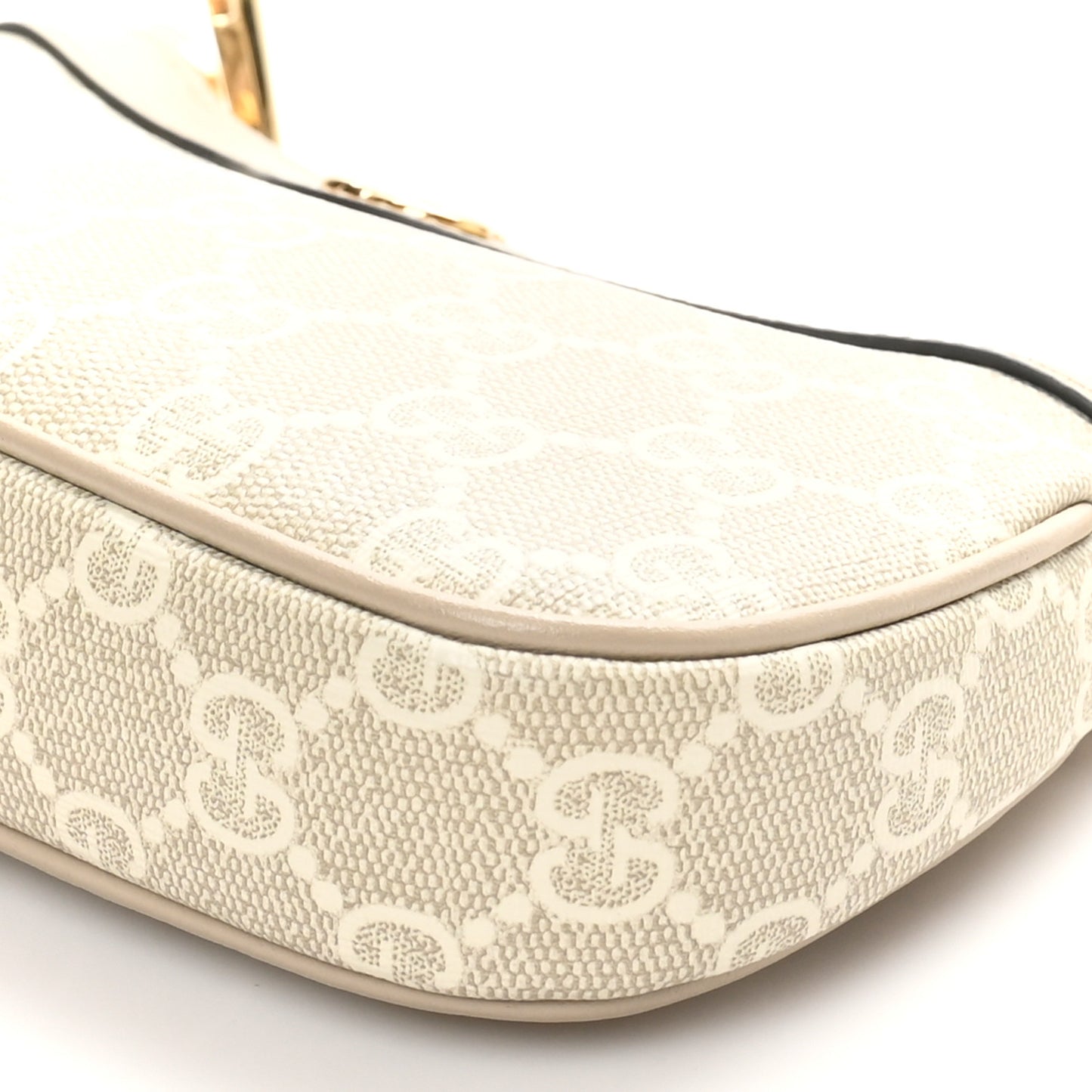 GG Supreme Monogram Textured Dollar Calfskin Web Mini Ophidia GG Handbag Beige Mystic White Oatmeal
