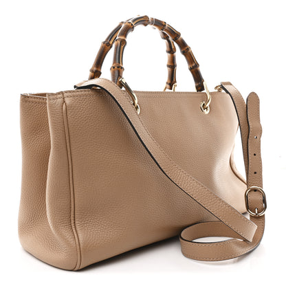 Gucci Pebbled Calfskin Medium Bamboo Shopper Tote Camelia 3 of 13