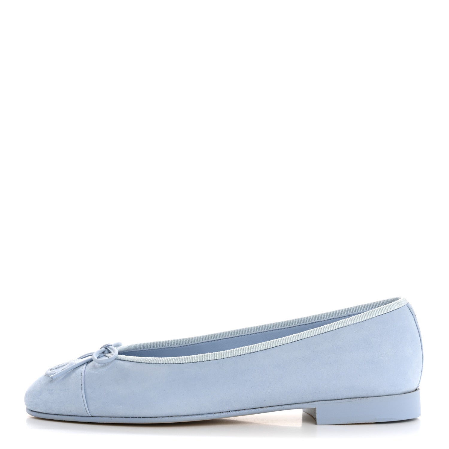 Chanel Suede Calfskin Cap Toe CC Ballerina Flats 36 Light Blue 1 of 11