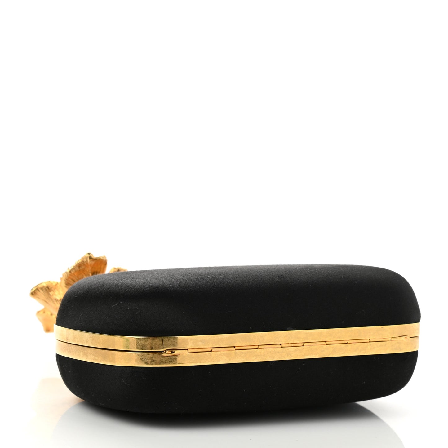 Satin Floral Knuckle Duster Box Clutch Black