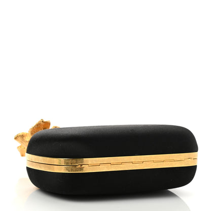 Alexander McQueen Satin Floral Knuckle Duster Box Clutch Black 4 of 7