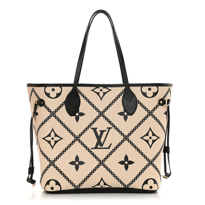 Louis Vuitton Empreinte Monogram Giant Broderies Neverfull MM Cream Black 3 of 12
