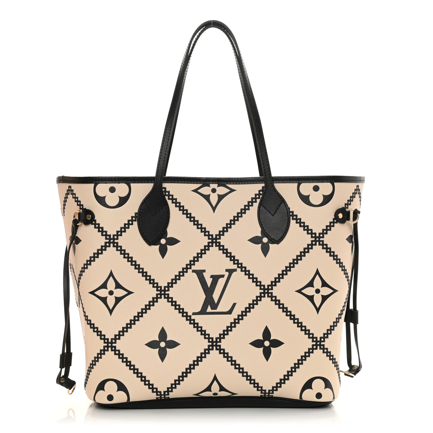 Empreinte Monogram Giant Broderies Neverfull MM Cream Black