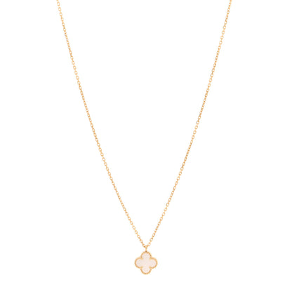 Van Cleef & Arpels 18K Yellow Gold Mother of Pearl Sweet Alhambra Pendant Necklace 1 of 6
