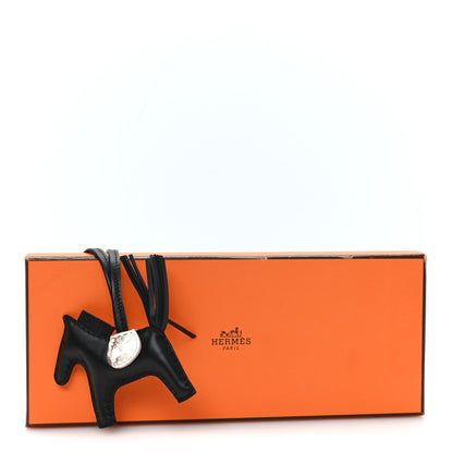 Hermes Milo Lambskin Matte Niloticus Crocodile Himalaya Touch Grigri Rodeo Horse Bag Charm PM Black White 4 of 4