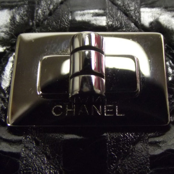 Chanel Leather Striped Reissue Wallet Metallic Black 9 of 9