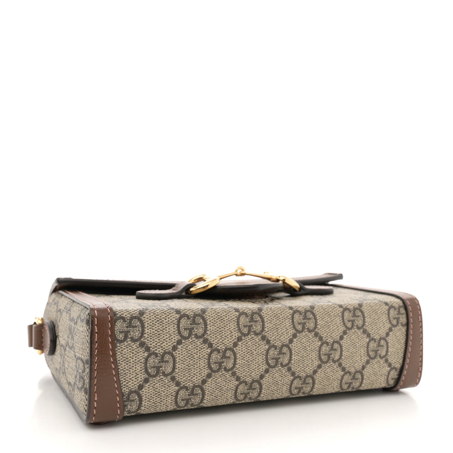 GG Supreme Monogram Mini Horsebit 1955 Shoulder Bag Beige Brown Sugar