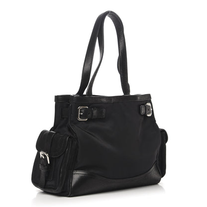 Prada Tessuto Nylon Calfskin Shoulder Bag Black 3 of 9