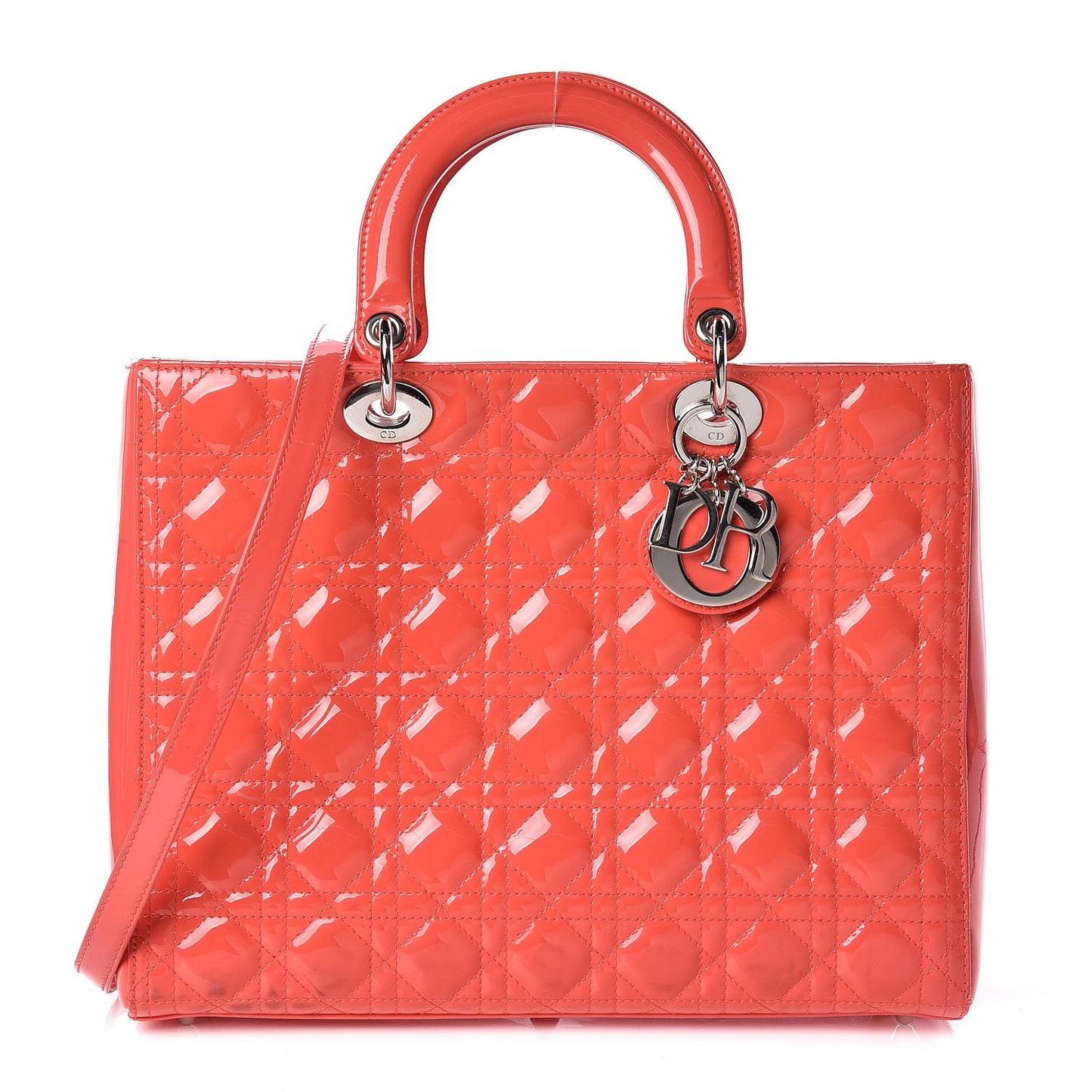 Patent Cannage Large Lady Dior Light Coral