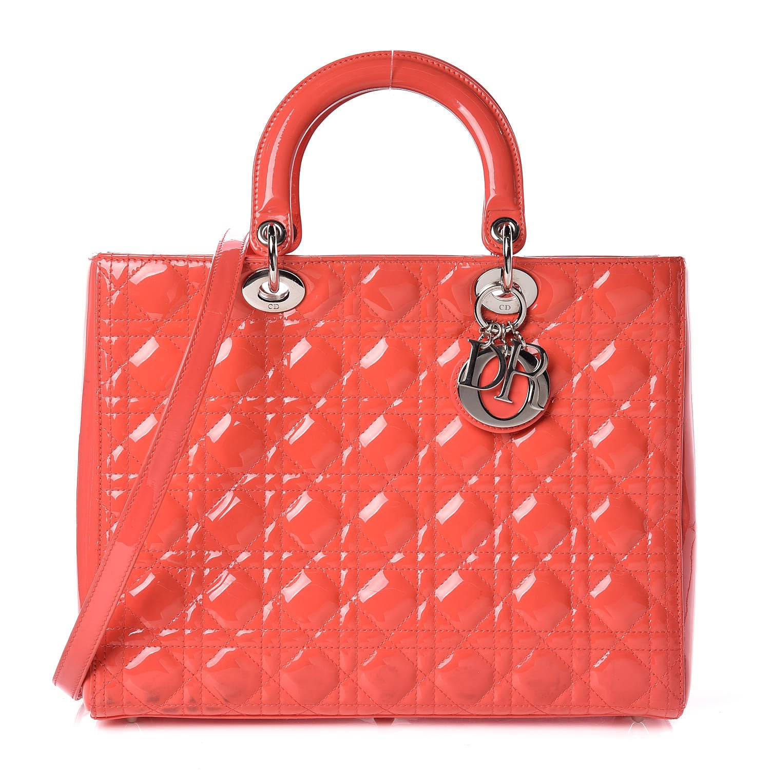 Christian Dior Patent Cannage Large Lady Dior Light Coral 1 of 13