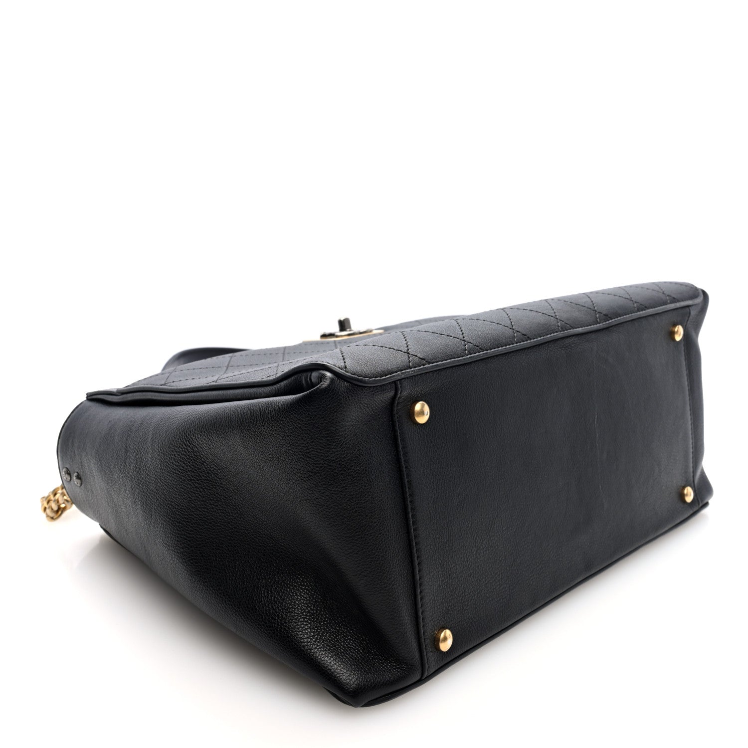 Chanel Calfskin Stitched Large Straight Lines Shopping Tote Black 5 of 11