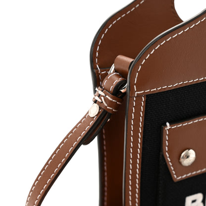 Burberry Smooth Calfskin Canvas Two Tone Micro Pocket Bag Navy Tan 11 of 11