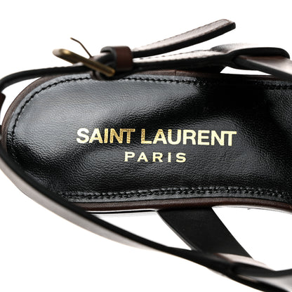 Saint Laurent Calfskin Cassandra Monogram Sandals 37 Brown 6 of 8