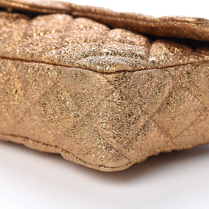 Chanel Metallic Crackled Calfskin Quilted East West Flap Dark Gold 10 of 12