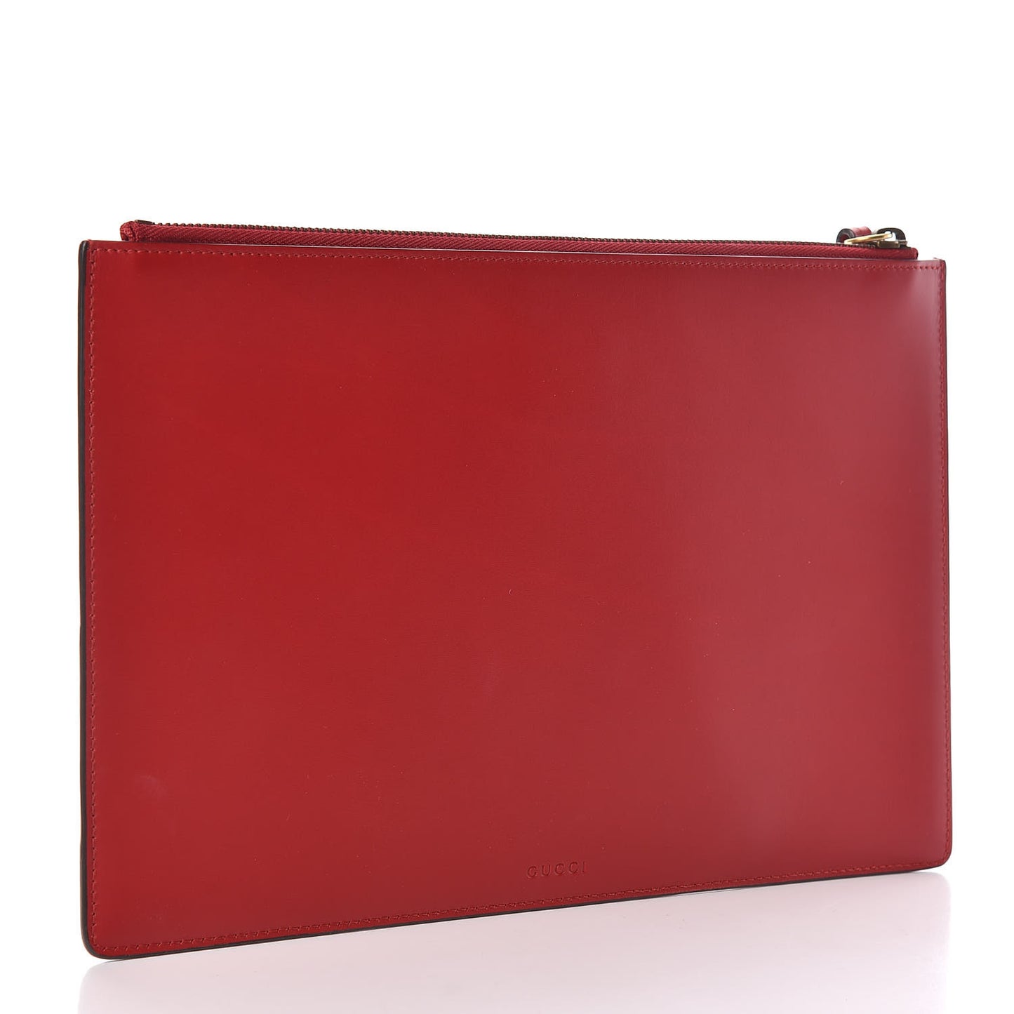 Calfskin GucciGhost Print Pouch Hibiscus Red