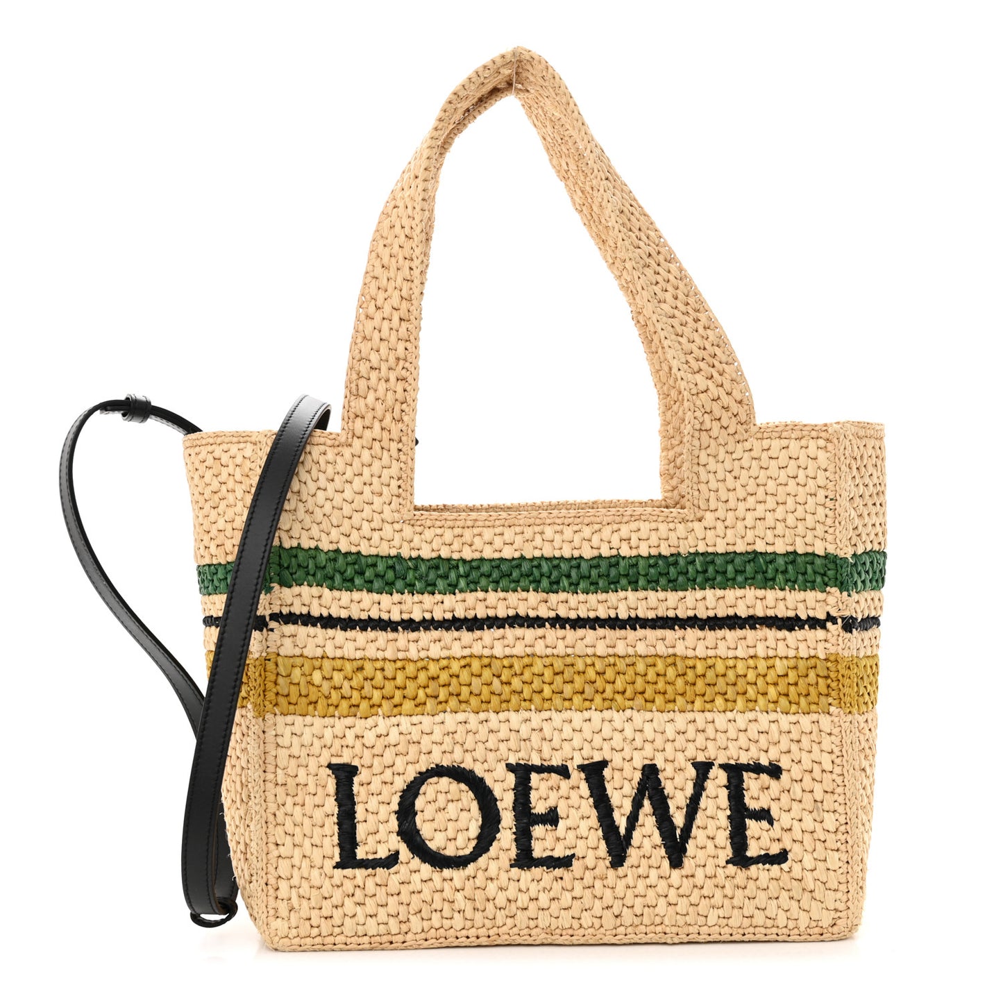 Raffia Small Paula's Ibiza Logo Tote Beige Multicolor