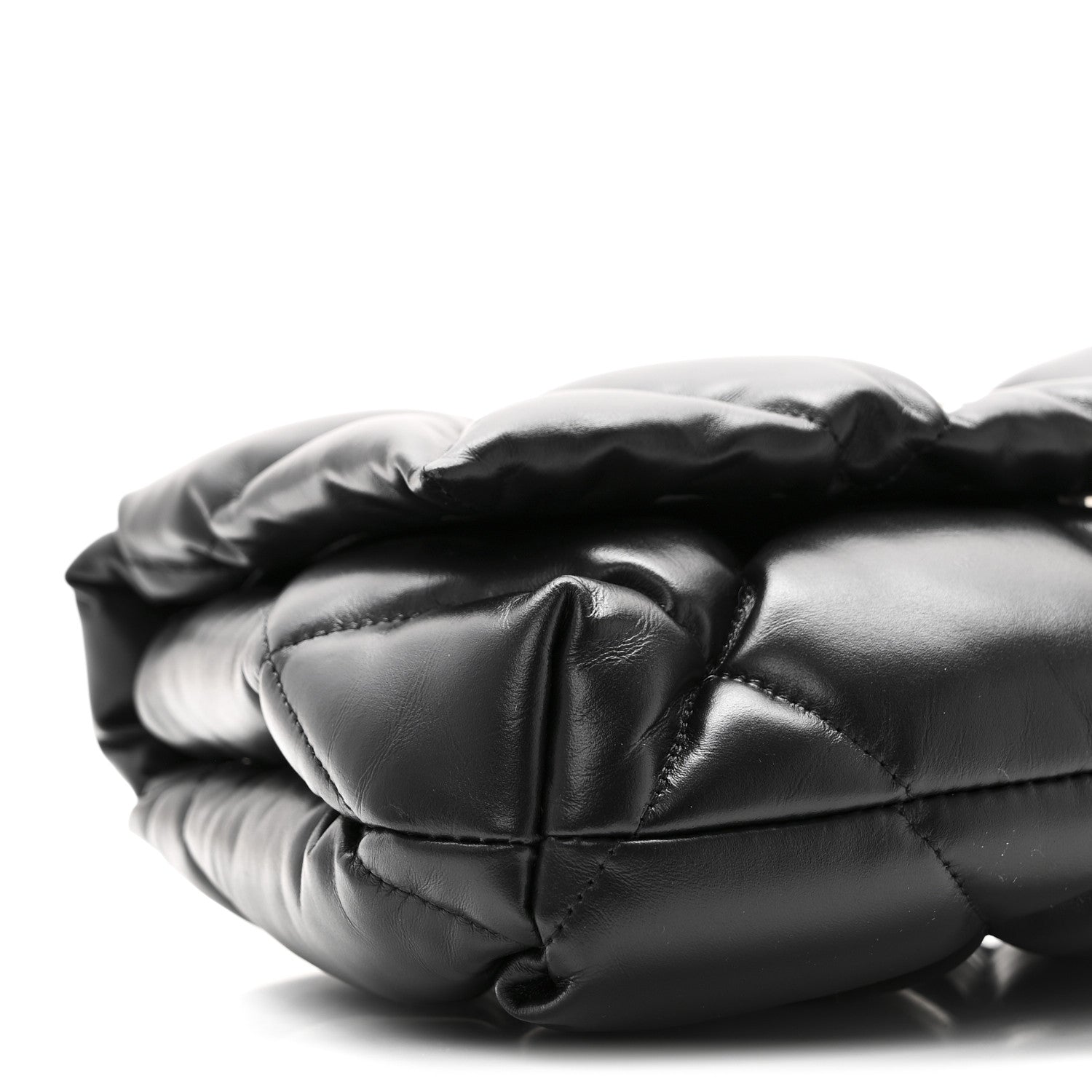 Balenciaga Nappa Calfskin Quilted Touch B Puffy Clutch Black 9 of 10
