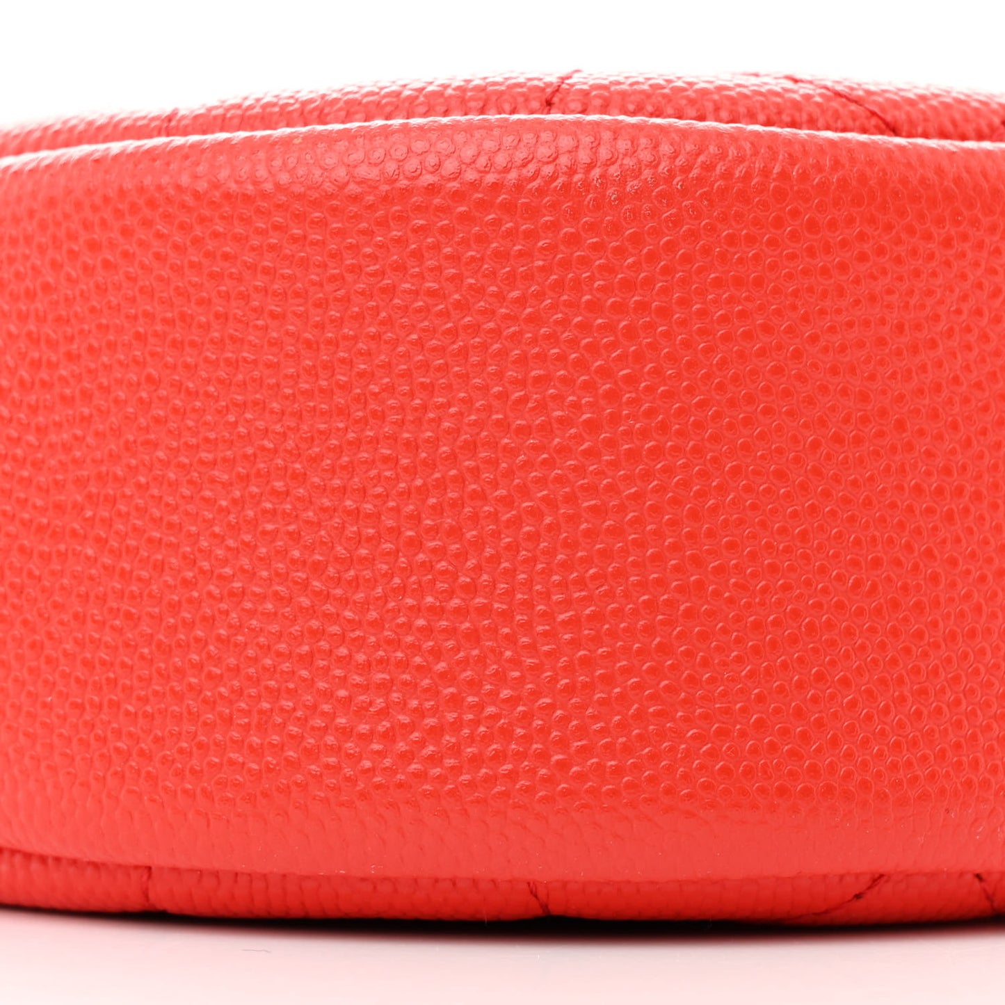 Caviar Quilted Round Clutch With Chain Red