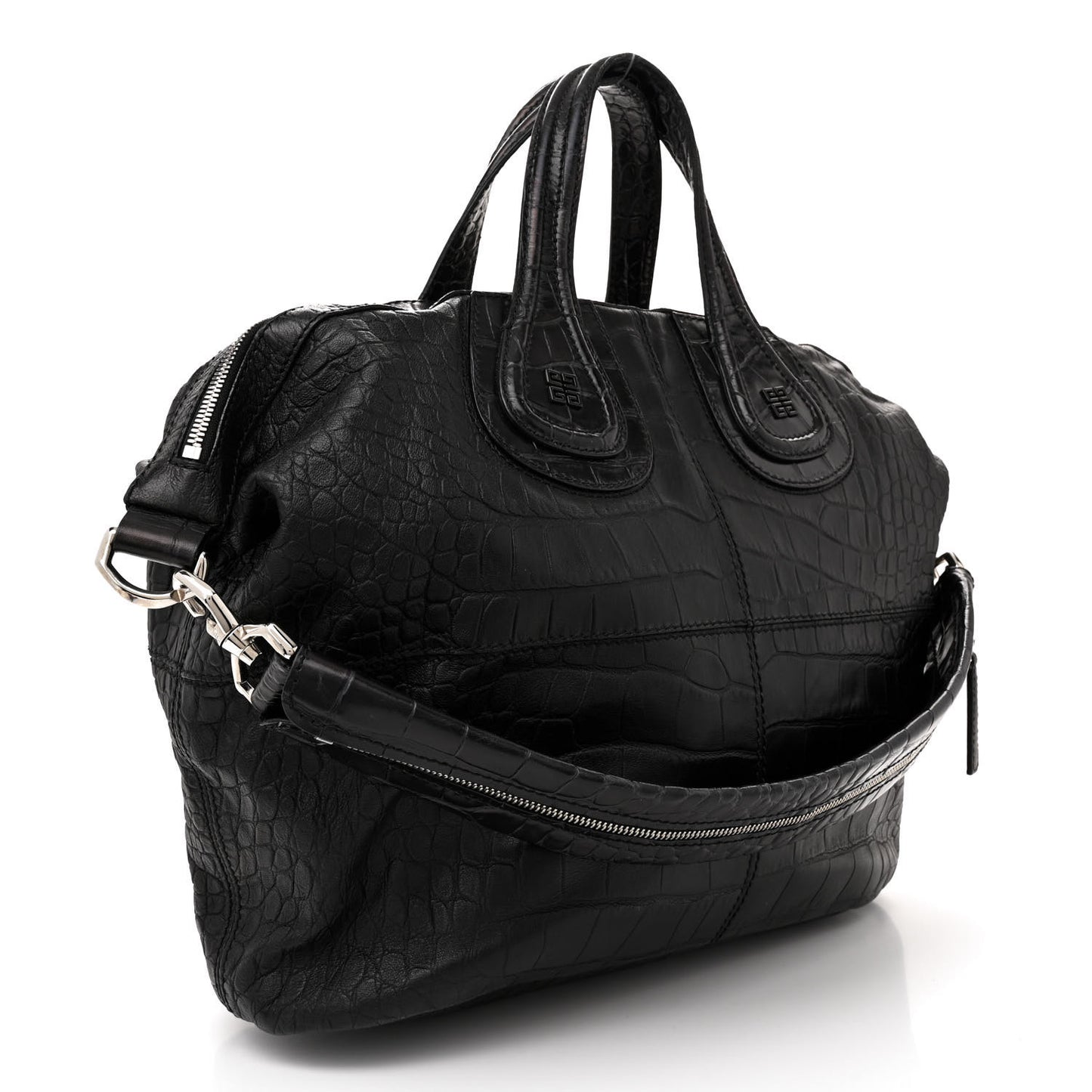 Calfskin Crocodile Embossed Medium Nightingale Black
