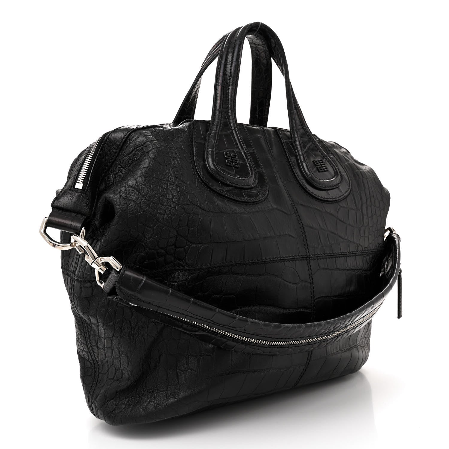 Givenchy Calfskin Crocodile Embossed Medium Nightingale Black 3 of 13
