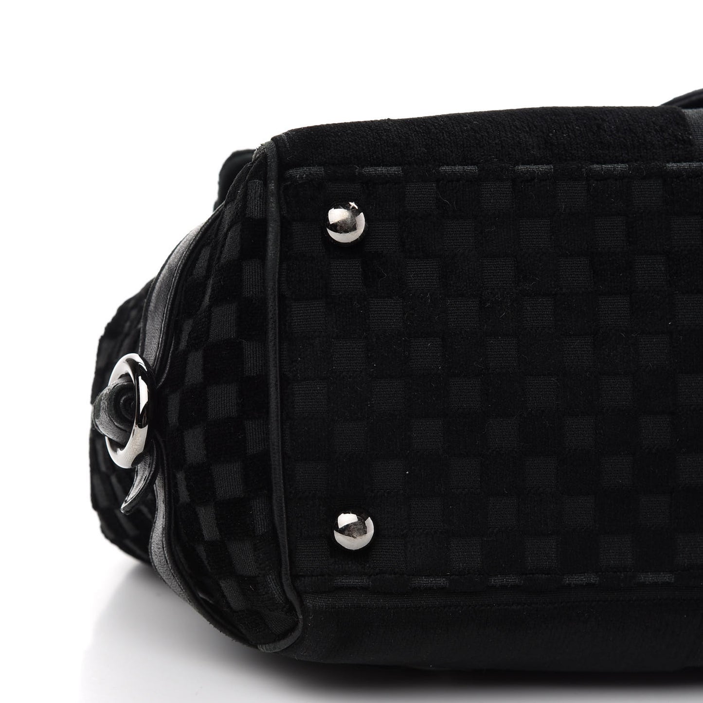 Velvet Checkered Flap Bag Black